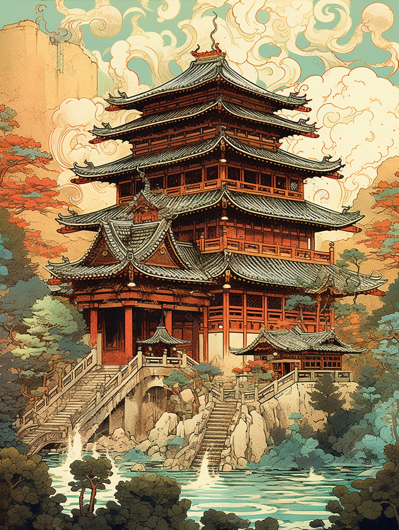中国风重庆洪崖洞建筑背景,插画/手绘图,插画/手绘图库,插画/手绘图下载,插画/手绘